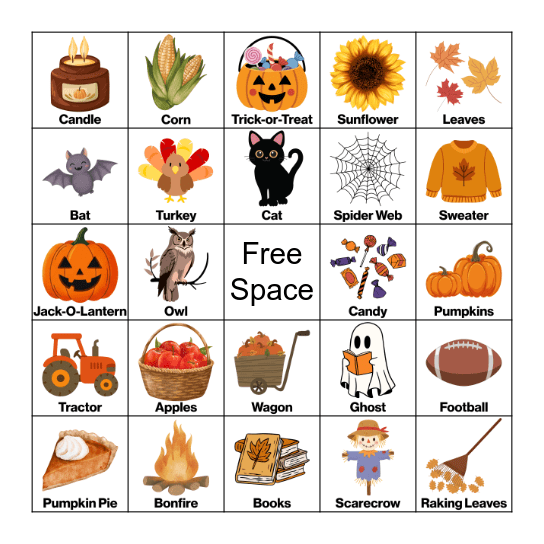 Fall Bingo Card
