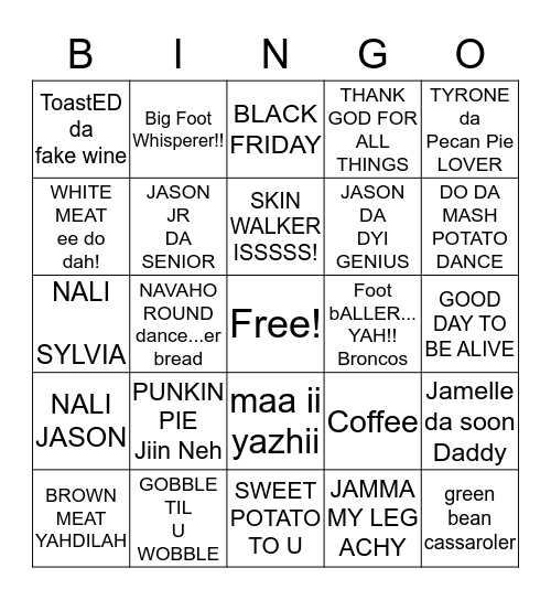 THANKSGIVING  Bingo Card