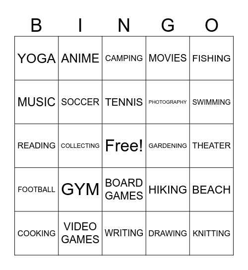 Hobby Hunt: Meet & Mark Bingo Card