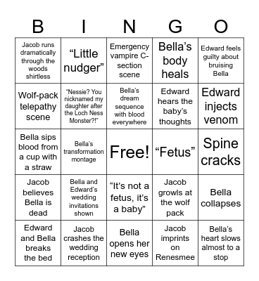 Twilight Bingo Card