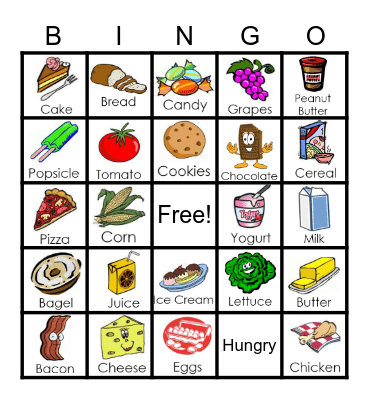 Food Bingo Card