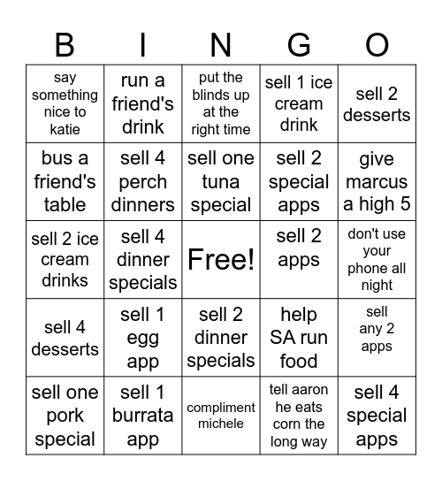 server bingo (every line is $5 gift card) Bingo Card
