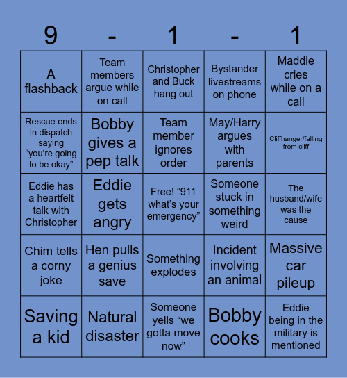 911 Bingo Card