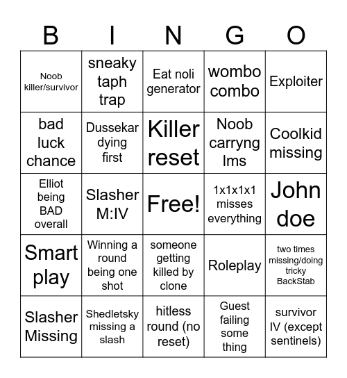 FORSAKEN BINGO Card