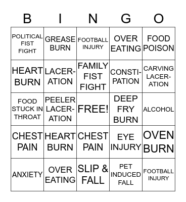 ER TURKEY BINGO Card