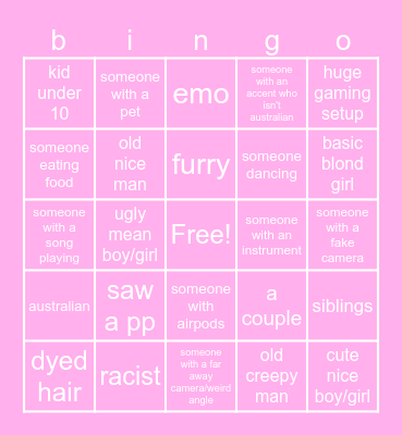 Omegle Bingo Card