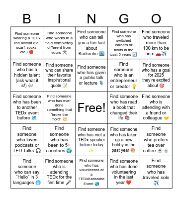 TEDxKarlsruhe Bingo Card