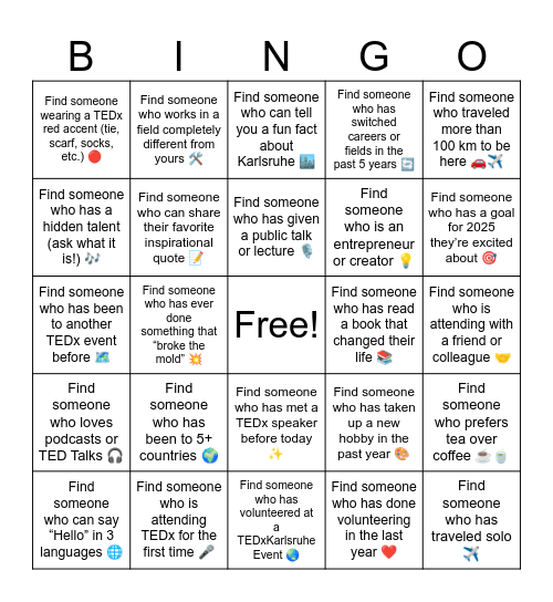 TEDxKarlsruhe Bingo Card