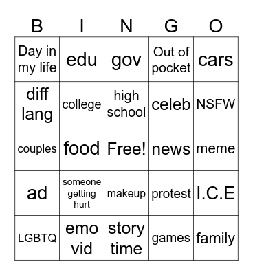 Sofia Bingo Card