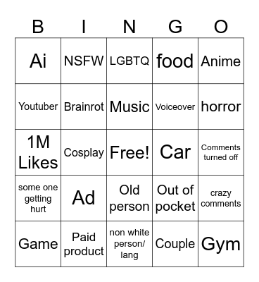Pedro Bingo Card