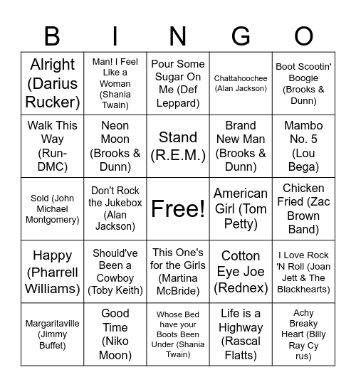 KOTD Boogie Bingo Card