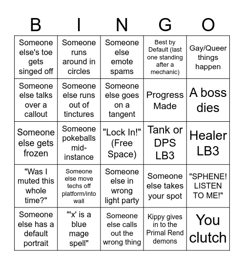 It's a Kind of Static (Sphene's Burden Edition) Bingo Card