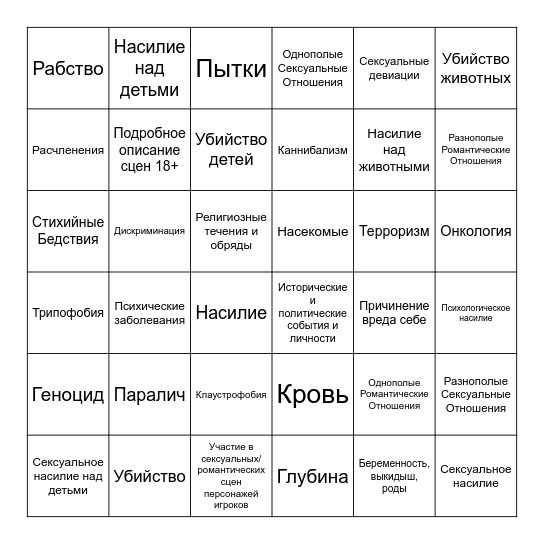 Бюллетень согласия для НРИ Bingo Card