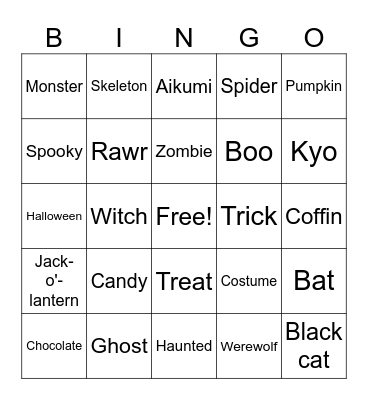 Moments Halloween 2025 bingo Card