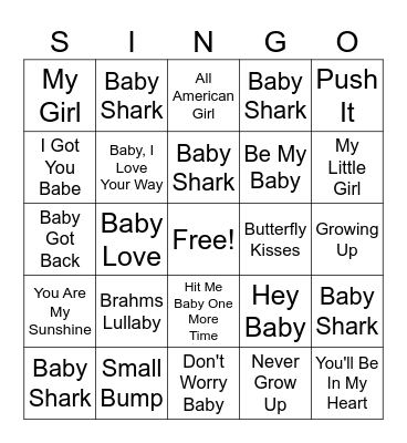 BABY SINGO Bingo Card