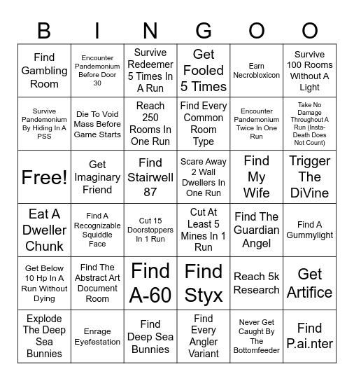 Pressure Endless Bingo Card