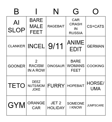 Instagram Reels bingo Card