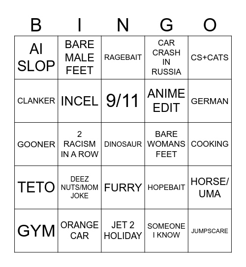 Instagram Reels bingo Card