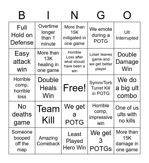 Overwatch QP Bingo Card