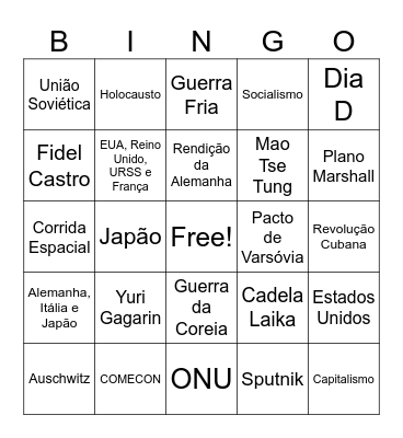 BINGO REVISÃO 9 ANO Bingo Card