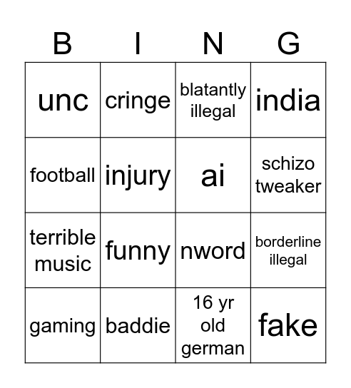 card Bingo Card