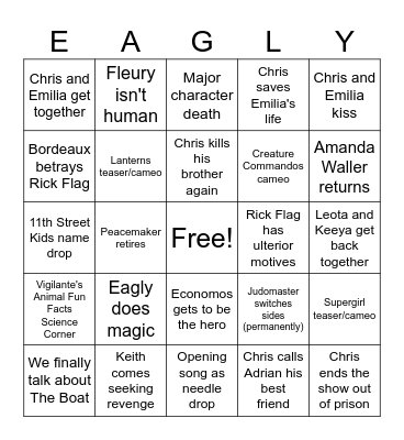 Peacemaker Season 2 Finale BINGO Card
