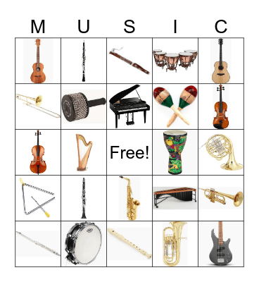 Musical Instrument Bingo Card