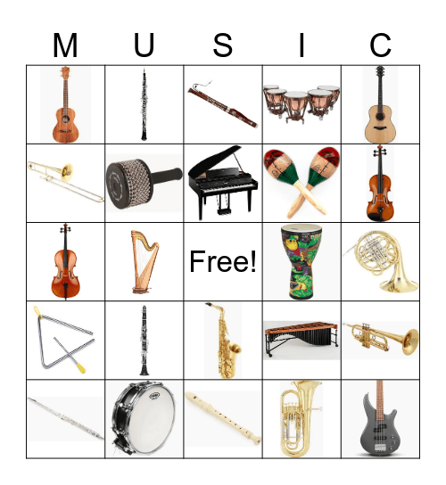 Musical Instrument Bingo Card