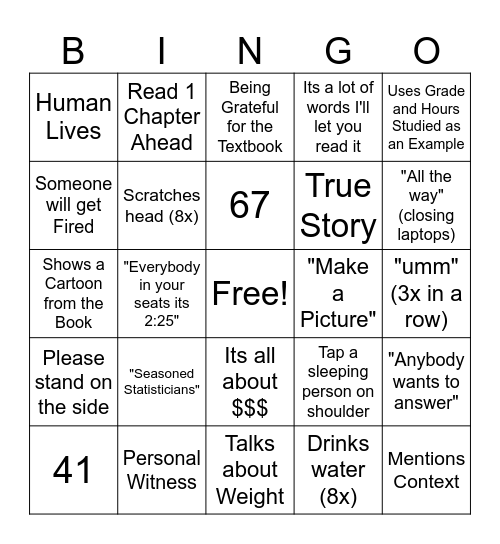 Carlo's Wisdom Bingo Card