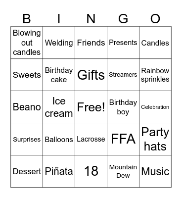 Happy Birthday Grant! Bingo Card