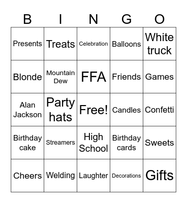Happy Birthday Grant! Bingo Card
