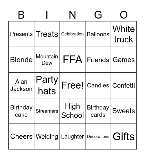 Happy Birthday Grant! Bingo Card