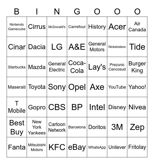 Logos Bingo Card