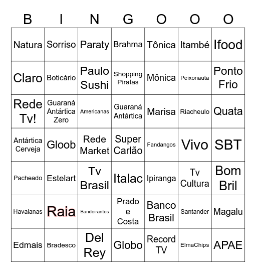 Brazilian Logos Bingo Card