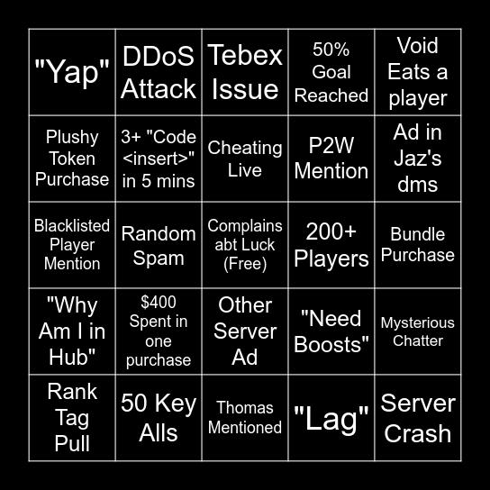 Haunted Hallows Release Bingo Card