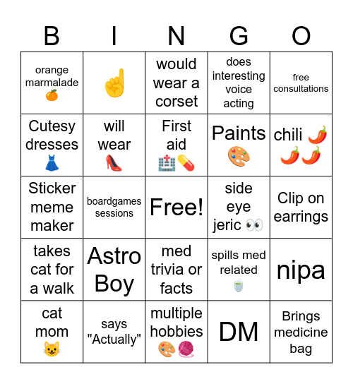 Nang Doms Bingo Card