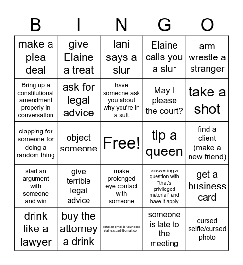 Objection, Your Honor Bingo Card
