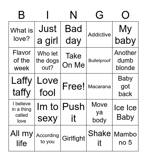 Music bingo 🎵 Bingo Card