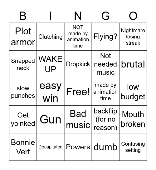 Fnaf fights Bingo Card