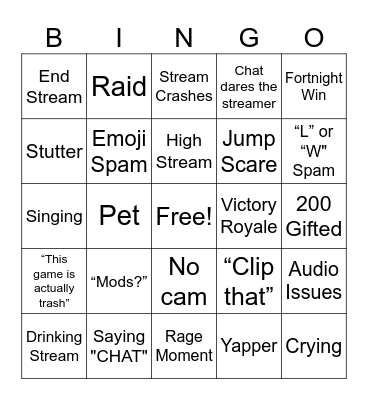 Twitch Bingo Card