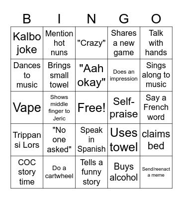Nong Jeff Bingo Card