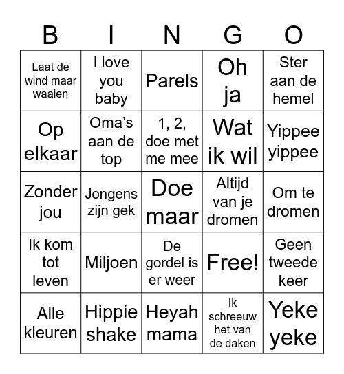 K3 originals Bingo Card