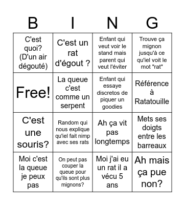 Animal Expo Bingo Card