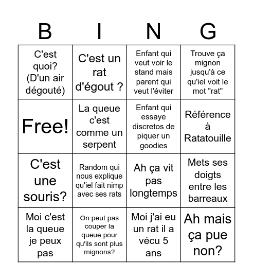 Animal Expo Bingo Card