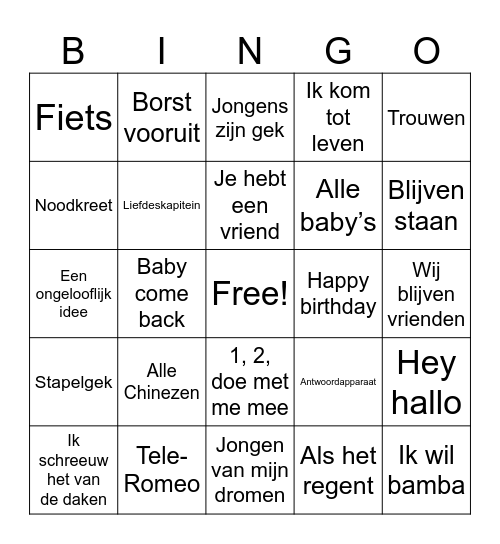 K3 originals Bingo Card