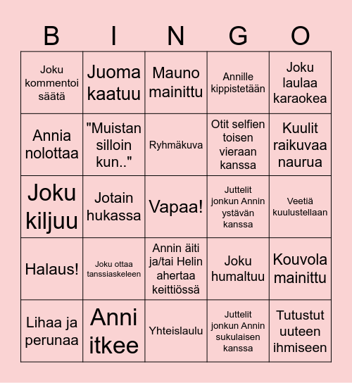 ANNI 30-V. Bingo Card