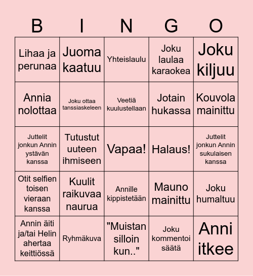 ANNI 30-V. Bingo Card