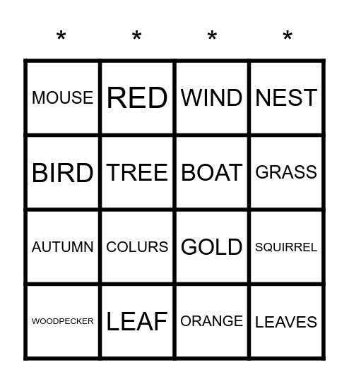 THE LEAF THIEF Bingo Card
