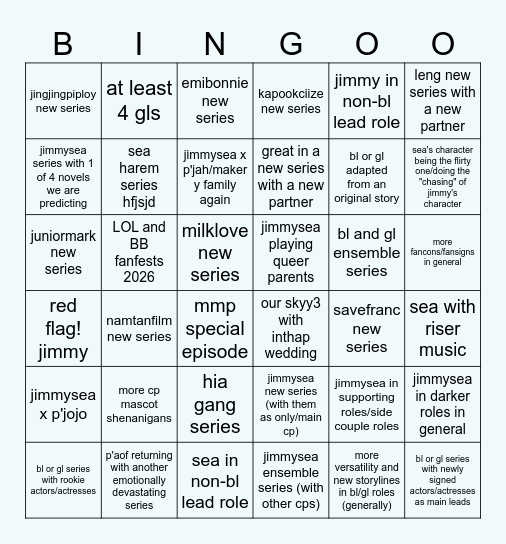 gmmtv 2026 predictions!!! Bingo Card