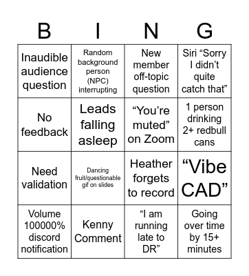 DR Bingo Card